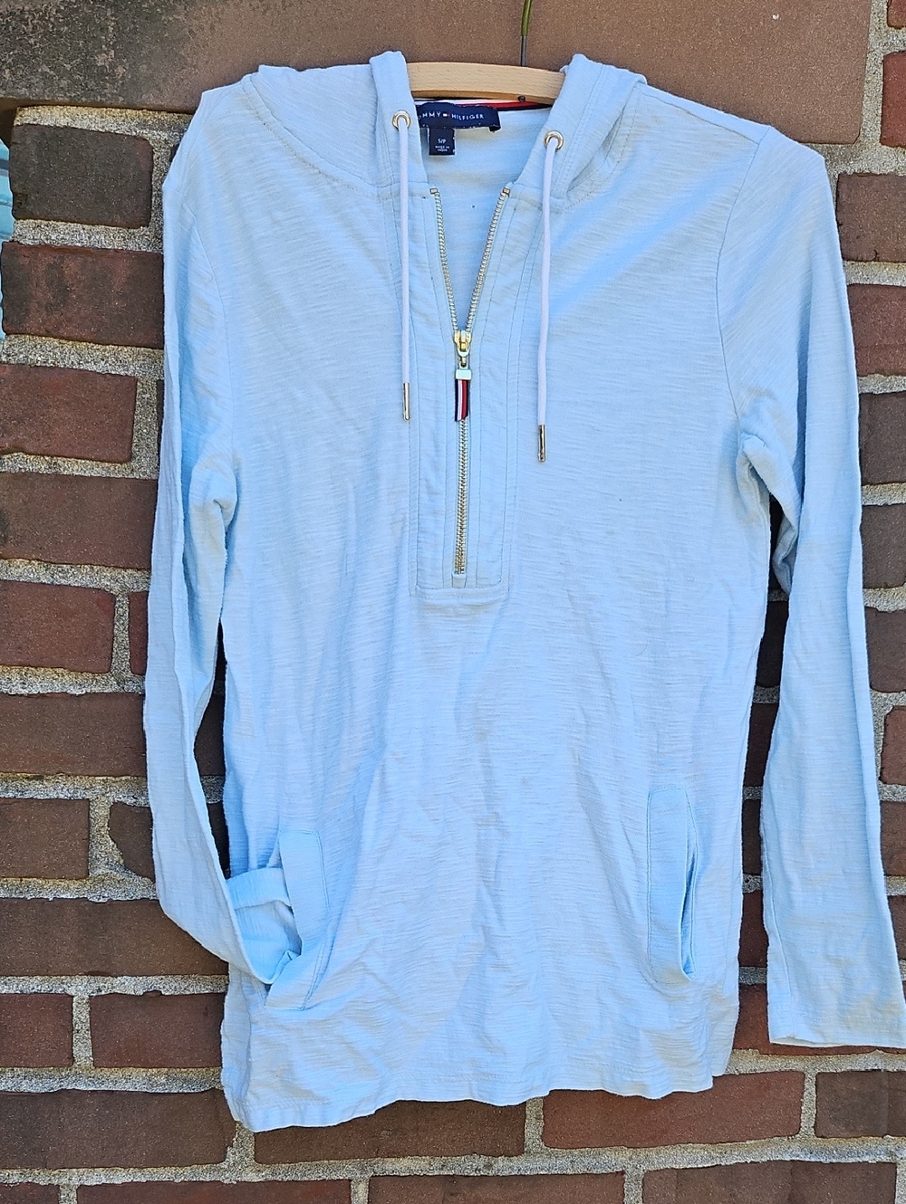 Tommy Hilfiger Pale Blue Quarter-Zip Hoodie Ladies SP